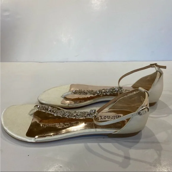 Badgley mischka rhinestone t-strap gladiator Sandals Flip Flops - Picture 9 of 10